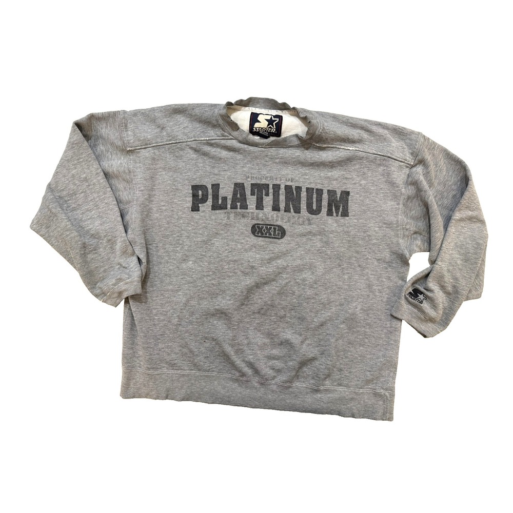 Vintage 90s Starter Sweatshirt Mens 2XL Gray Crewneck Platinum Thrasher Back Hit